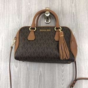 5.  Michael Kors Monogram All leather satchel bag w/ strap